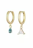 Elli Boucles d'Oreilles Femmes Créoles Pendentif Goutte Triangle Couleur Or avec Cristaux