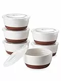DOWAN Ramequins Lot, 6 X 180 ml Ramequins et Moules à Soufflés en Porcelaine, Ramequin Dessert pour Muffin, Ramequin Four à Pâtisserie, Glace, Sauce, Fruit, Collation, Ø 10cm-Glacis avec Moucheturess
