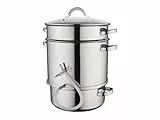 Baumalu, Extracteur de jus à vapeur, en inox, Système de pression efficace pour 6-7 kg de fruits et légumes, Polyvalent pour cuisson vapeur, Tous feux, Diamètre 28 cm, Couleur argent