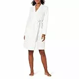 Amazon Essentials Peignoir Long en Tissu Nid D’Abeille Léger (Grandes Tailles Disponibles) Femme, Blanc Vif, S