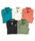 ATLAS FOR MEN -Lot de 5 Polos Homme - Polos Manches Courtes Coton - Confort, Chic, Couleurs Été - Disponible en Grandes Tailles du M au 5XL