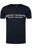 Armani Exchange T-Shirt à Manches Courtes pour Homme avec Logo Milan New York et col Rond, Bleu Marine, XL