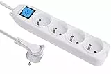 Electraline 32041 Bloc 4 prises avec interrupteur/fiche plate 1,5 m Blanc