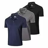 Gaiatiger 3er Pack Polos Homme Manches Courtes Loisirs Tee Homme Respirant Golf Shirt Outdoor T-Shirt d'été(0427)-Black Grey Navy-2XL