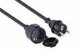 Electraline Rallonge électrique IP44 H07RN-F 3G2.5 16A 5m Noir pour Chantiers et Extérieur