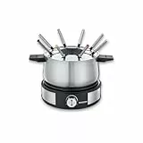 Severin Fondue Crêpière 2 en 1, Inclus 8 fourchettes à fondue, spatule à crêpe et répartiteur de pâte, Inox/Noir, FO 2471