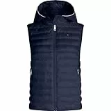 Tommy Hilfiger Veste sans Manches Femme Padded Global Stripe Vest avec Capuche, Bleu (Desert Sky), M