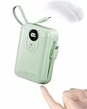 Batterie Externe 20000mAh avec Câble intégré : 22.5W Power Bank à Charge Rapide pour téléphone Portable, Batterie USB C (Input & Output), Chargeur Portable avec 4 Sorties et 2 entrées-Vert
