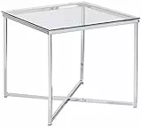 AC Design Furniture Gurli Table de Basse Carrée, H: 45 x l: 50 x P: 50 cm, Transparent/Chrome, Verre/Métal, 1 pc