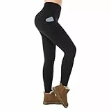 ineepor Legging Polaire Femmes Legging de Sport Femme avec Poches Taille Haute Hiver résistant à l'eau Leggings