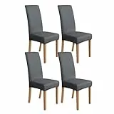 Amazon Basics Lot de 4 housses de chaise de salle à manger extensibles, gris foncé, uni