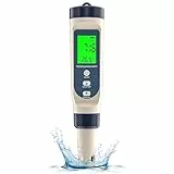Forever Speed Pious pH Mètre 5 en 1 pH EC TDS Salinité Température Testeur pH Piscine Testeur de Qualité de L'eau pH Metre Electronique pour Piscine, Eau potable, Aquarium, Spa, Hydroponique