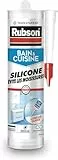 Rubson Bain & Cuisine Mastic Silicone Anti-Moisissures Transparent, mastic sanitaire à base de silicone, mastic étanche renforcé en antifongique, 280 ml