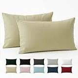 Taie Oreiller 50x70 Coton Renforcé (Set de 2) - Beige - Tissage serré de 57 Fils/cm² - Taie Oreiller 50 x 70 cm- Certifié Oeko Tex