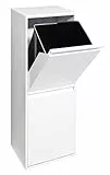 ARREGUI Basic CR201-B Poubelle de Recyclage Cuisine 2 Bacs | 2 x 17 L (34 L) | Tri Sélectif 2 Rangements | Meuble-Poubelle en Acier avec 2 Seaux | Sac à ordure | blanc