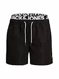 JACK & JONES Jjiaruba Jjswimshorts AKM DB WB Solid Maillot de Bain, Noir, L Hommes