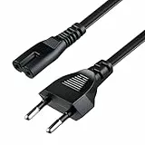 Tolesum 1.5M (4.9FT) Câble d'alimentation EU Plug C7 Bipolaire 2 Câble pour PS5 / PS4 / PS3 / Xbox Série X/S - Noir