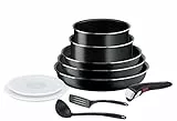 Tefal Ingenio Batterie de cuisine 10 pièces, Poêles, Casseroles, Couvercles, Poignée, Non induction, Revêtement antiadhésif, Empilable, Compatible lave-vaisselle, Fabriqué en France, Easy On L1599902
