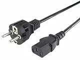 PremiumCord Câble d'alimentation 230V 2m, avec Contact de Mise à la Terre pour la Prise C13, IEC 320, Câble d'alimentation PC à 3 Broches, Couleur Noire