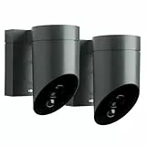 Somfy 1875341 - Pack de 2 Outdoor Camera 2 Grises, Caméras avec détection de Mouvement Intelligente, Sirène intégrée de 110 DB, Branchement Possible sur Un luminaire existant, Images Full HD 1080p
