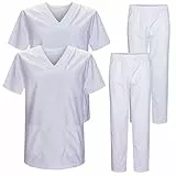 Misemiya - Pack * 2 Pcs - Ensemble Uniformes Unisexe Blouse - Uniforme Médical avec Haut et Pantalon - Ref.2-8178 - Small, Blanc 22