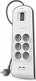 Belkin Parafoudre 6 prises, 650 Joules, cordon 2 m, USB x 2, Blanc