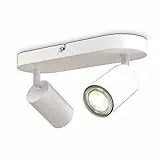 B.K.Licht I plafonnier spots I 2 spots pivotants & orientables I GU10 I blanc mat I livré sans ampoules