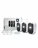 Arlo Essential 2 2K XL, Caméra de Surveillance WiFi Extérieure Sans Fil, Autonomie de 24 mois, Vision Nocturne Couleur, Sirène et Audio Bidirectionnel, Essai Arlo Secure Inclus, 3 Caméras Blanc