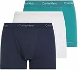 Calvin Klein Boxers Caleçons Lot de 3 Homme avec Ceinture Emblématique, Multicolore (Shoreline, Snow HTHR, Lively Teal), L