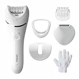 Philips Series 8000, Epilateur Wet & Dry sans fil pour les jambes et le corps, avec 6 accessoires, tondeuse et embout exfoliant pour le corps, (modele BRE715/00)