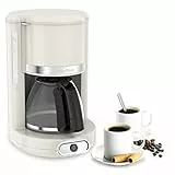 MOULINEX Cafetière filtre Soleil, Design ivoire vintage, Capacité 1,25 L, 10 à 15 tasses, Porte-filtre pivotant pratique, Maintien au chaud 30 min, Verseuse en verre, Soleil FG381A10