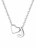 ChicSilver Collier Cœur Femme Pendentif Lettre J en Argent Sterling 925,Colliers Initiales Ras de Cou Chaîne 40+5cm Bijoux Cadeau pour Saint-Valentin Noël Maman avec Boîte