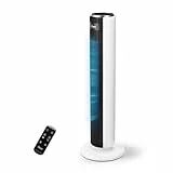 LEVOIT Ventilateur Colonne Silencieux, 5 Vitesses 4 Modes de Vent,Télécommande, Minuterie 12h, Oscillant à 90 degré avec 7m-s, 33W Économie, avec Mode Veille Ventilateur sur pied 92cm