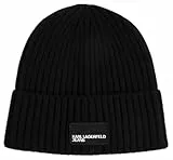 KARL LAGERFELD JEANS Femme Bonnet À Revers Noir, One Size