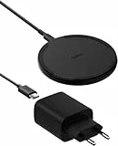 Belkin Chargeur sans Fil 15W - Chargeur Qi pour Apple iPhone 16, iPhone Série 15/14/13, AirPods, Samsung Galaxy S25, Galaxy S24, Pixel - Adaptateur Secteur et câble Inclus - Noir