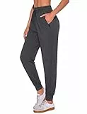Terecey Pantalon Jogging Femme en Coton Confortable avec Poches Zippées Pantalon de Sport Long Doux pour Running Fitness Yoga Training