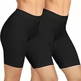 AURUZA Lot de 2 Short Leggings Sport Femme sous Jupe ou Robe Anti-frottement Pantalons de Cyclisme pour Femme Legging Court sans Couture Boxer Short Sécurité (2pcs Noir, L)