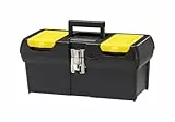 Stanley 1-92-065 Boite A Outils 2 Organiseurs Sur Le Couvercle - Robuste - Attaches métalliques Résistantes - Porte Outils Amovible - Poignée Articulée, 40.5 x 21 x 18,3 cm Jaune