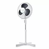 Taurus Greco 16C - Ventilateur sur pied 40W, base croisée / pieds antidérapants, système d'oscillation automatique, inclinaison et hauteur réglables, 3 lames / diamètre 40cm, 3 vitesses, silencieux