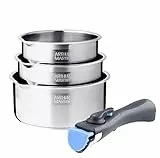 Arthur Martin - Lot de 3 casseroles inox manche amovible - AM3456