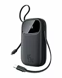 Baseus Powerbank 20000mAh 45W avec 2 Câbles USB-C Intégrés, Power Bank PD3,0 QC4,0 Batteries Externes Charge Rapide, 3C et 1 A, Chargeur Portable pour iPhone 16/15/14 Pro Max, iPad, Samsung, Noir