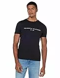 Tommy Hilfiger T-Shirt Manches Courtes Homme Core Tommy Logo Col Ras-du-Cou, Noir (Jet Black), L