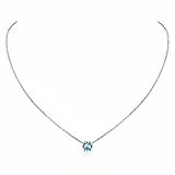 ChicSilver Collier Ras de Cou Femme Fantaisie Argent,Pendentif Pierre Aigue-Marine Brillante, Chaine Courte Réglable 40+5cm,Bijoux Fantaisie Original Idée Cadeau Femme Fille Maman Anniversaire Noel