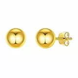 ChicSilver Clous et Puces Boucle d'Oreilles Femme Boule Fermoir clou 7MM Clou d`oreille Boucle d'Oreille Boule en Argent 925 Plaqué Or Cadeau de Noel,Emballage Cadeau, Bijoux pour Elle