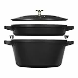 STAUB La Cocotte Lot de 2 casseroles rondes en fonte noire