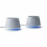 Amazon Basics Haut-parleurs stéréo 2.0 pour PC ou ordinateur portable, entrée auxiliaire 3,5 mm, alimentation USB, 1 paire, Argenté