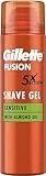 Gillette Fusion Soin de Barbe Gel de Rasage Homme (200ml) à l'huile d'amande pour peaux sensibles Action 5 fois : nettoie, hydrate, protège, rafraîchit et apaise Cadeau pour Homme