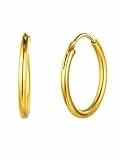 ChicSilver Petite Créoles Plaqué Or Femme Boucle d'Oreille Anneaux 15 MM en Argent 925 Petit Anneau d'Oreille Piercing Bijou Cadeau Femmes Fille