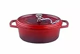 Kamberg - Cocotte 30 cm Ovale Rouge Flammée - Fonte d'aluminium - Revêtement pierre - Tous Feux dont Induction - Sans PFOA - 0008191