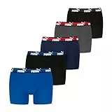 PUMA Men Bold Logo Boxer, Bleu/Gris/Noir, S (Lot de 5) Hommes
